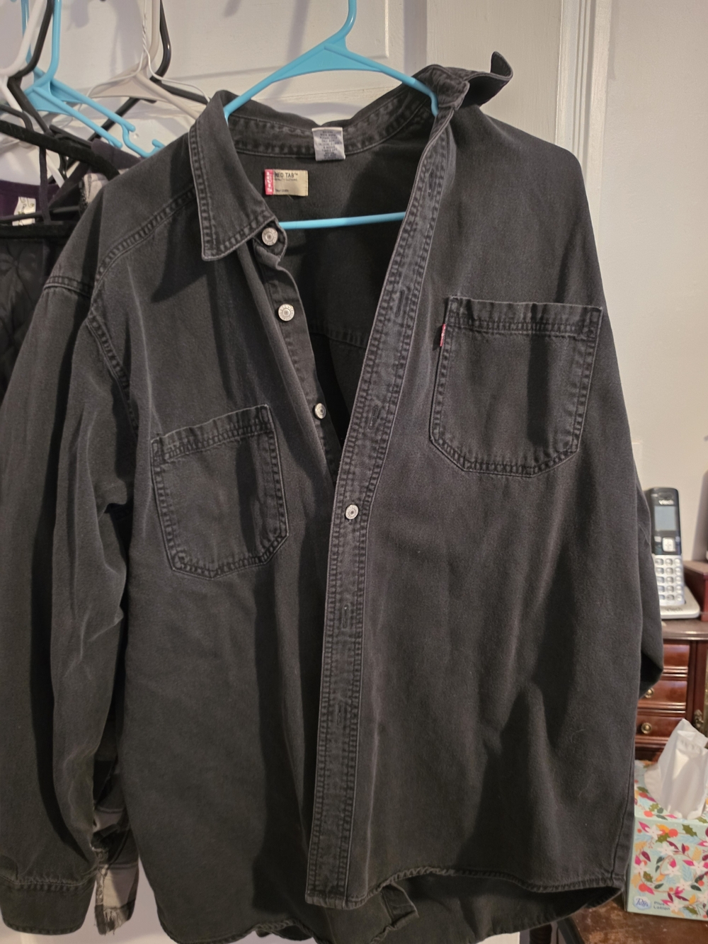 Levi's Black Denim Button Jacket with Red Tab